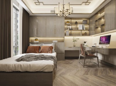 新中式榻榻米卧室3D模型下载